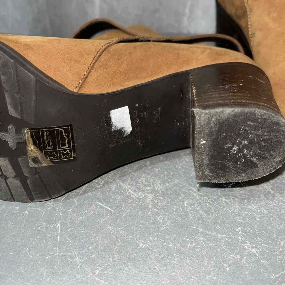 L.K. BENNETT "ALEENA" brown cognac suede short boots Shoe Size 37.5 / 7.5 - Picture 6 of 7